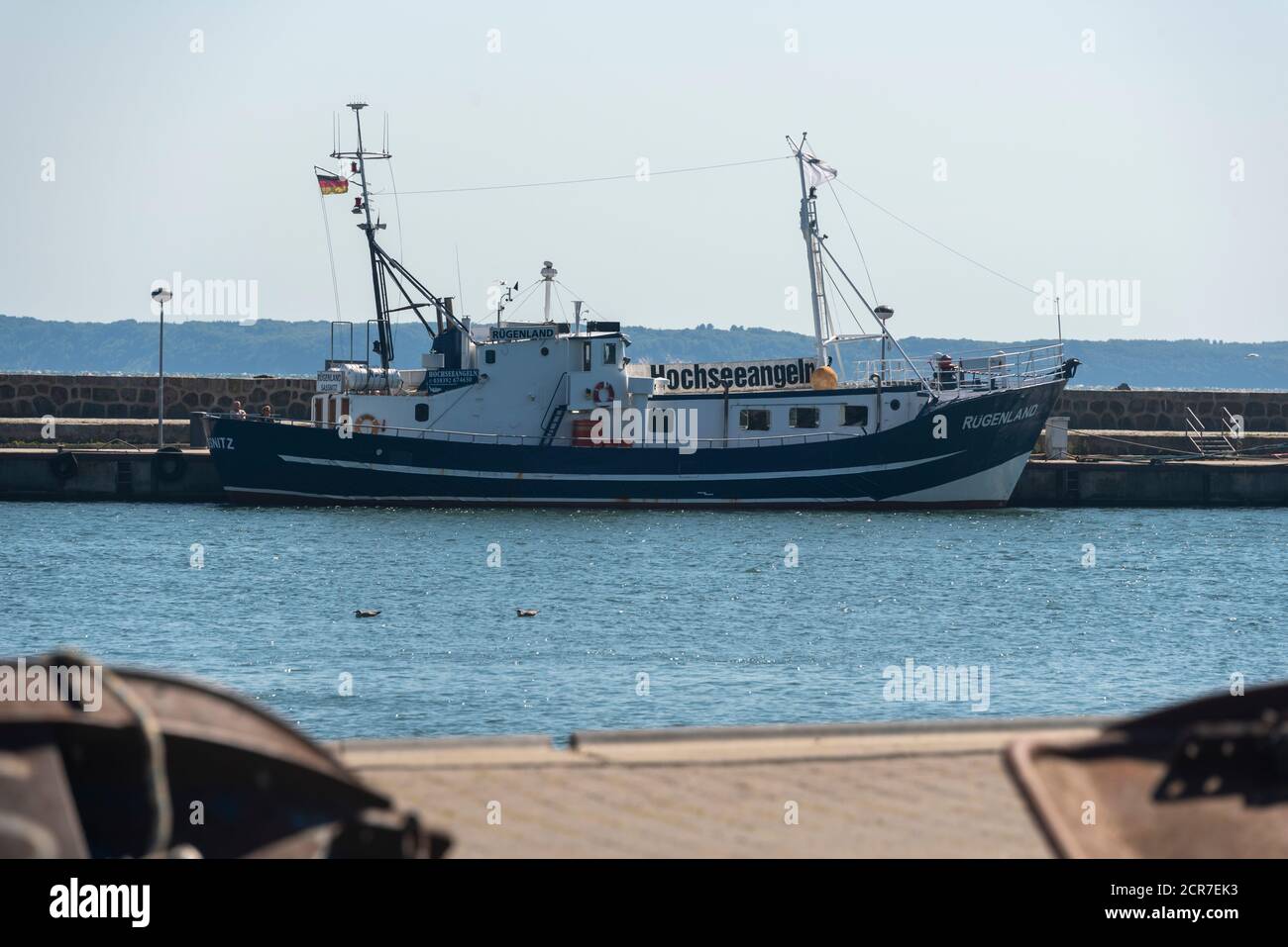 Germany, Mecklenburg-Western Pomerania, Sassnitz, ship RÜGENLAND, deep sea fishing, offers tours for amateur anglers Stock Photo