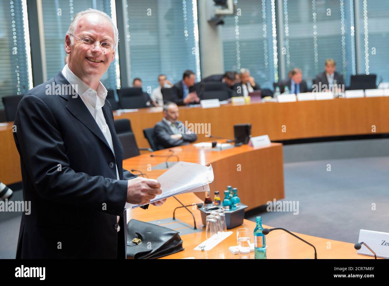 Former defence minister Rudolf Scharping appears as a witness at a parliamentary inquiry committee on the Euro Hawk drone project in Berlin, July 22, 2013.  REUTERS/Thomas Peter (GERMANY - Tags: POLITICS MILITARY) Stock Photo