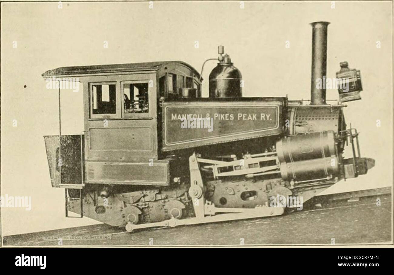. Railway and locomotive engineering : a practical journal of railway motive power and rolling stock . orizontal on a 16 per cent, grade, the which arc placed on top of the boxes. The water supply is carried in sidetanks, which are supported in bracketsboiled to the boiler shell. The oiltanks are placed right and left underthe cab floor. The oil is fed through aiicatcr, located at the left side of theengine under the ash pan. The heaterconsists of an oil pipe i/4 ins. in di-ameter, which is placed inside a 3-in.pipe about 4 ft. in length. The annularspace between the pipes is filled withsteam Stock Photo