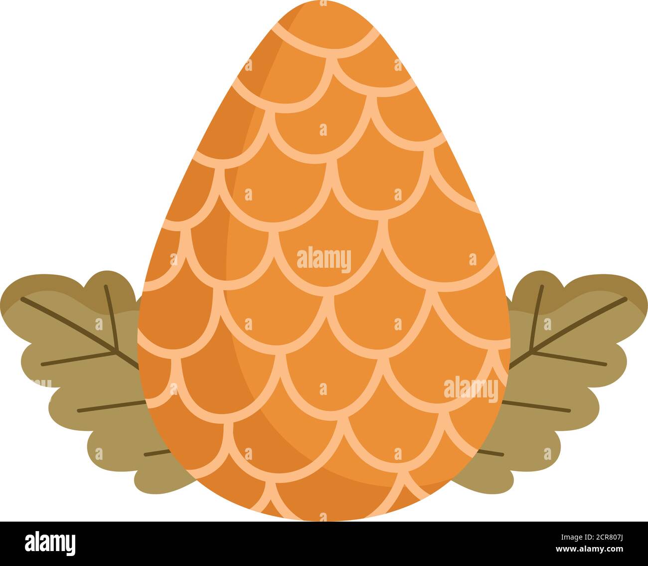 pine cone leaves foliage autumn isolated design white background vector ...