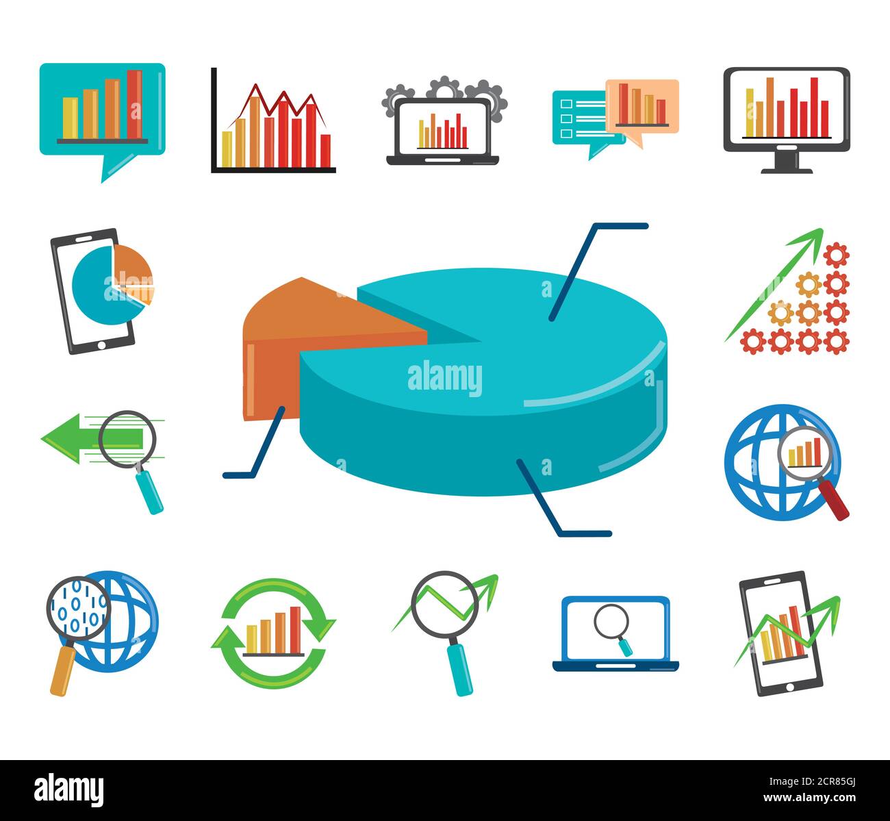 Pack analytics flat icons hi-res stock photography and images - Alamy