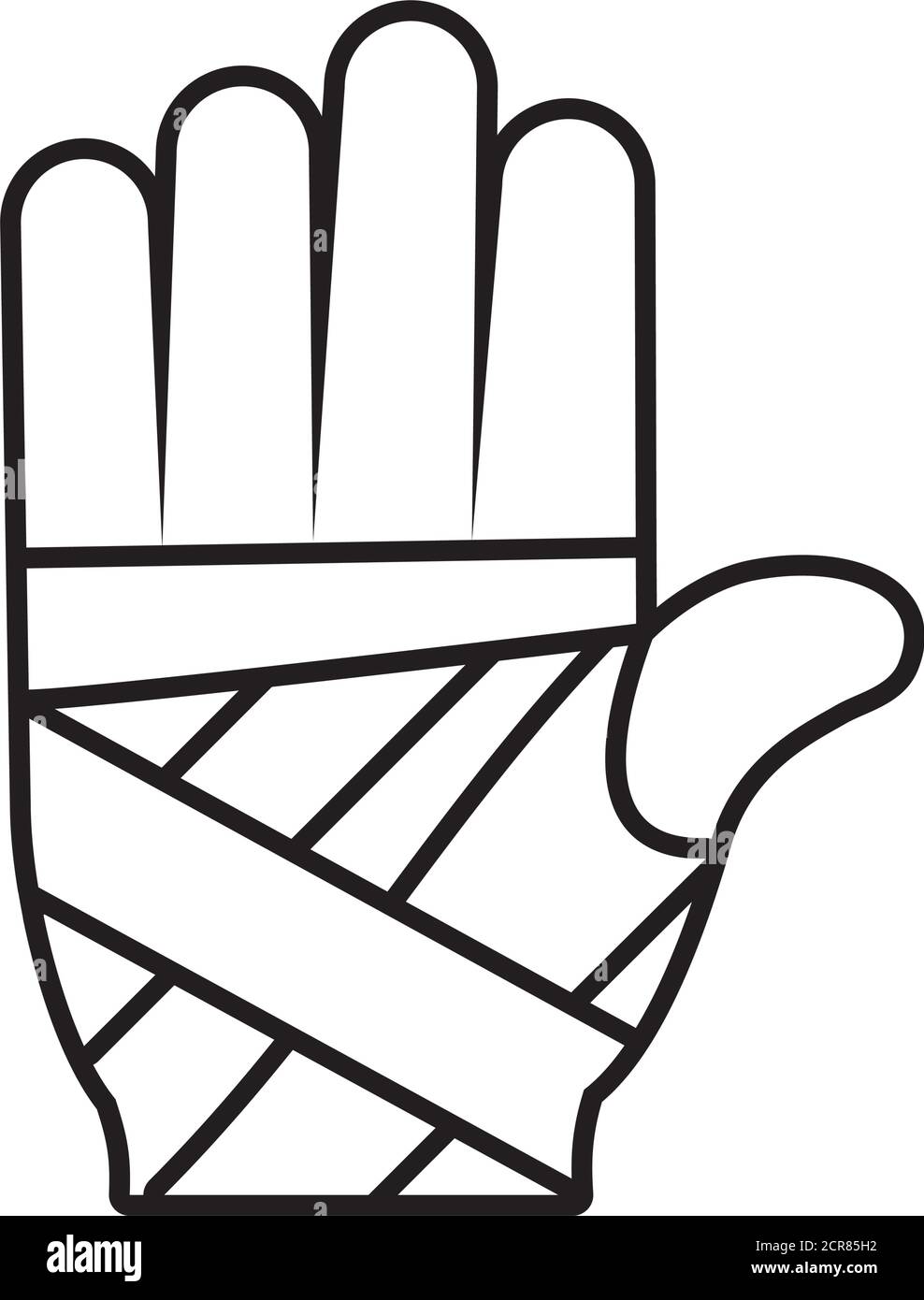 hand with bandages icon over white background, line style, vector