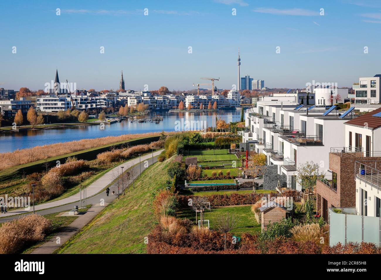 New housing estate on Lake Phoenix, Ruhr area, North RhineWestphalia