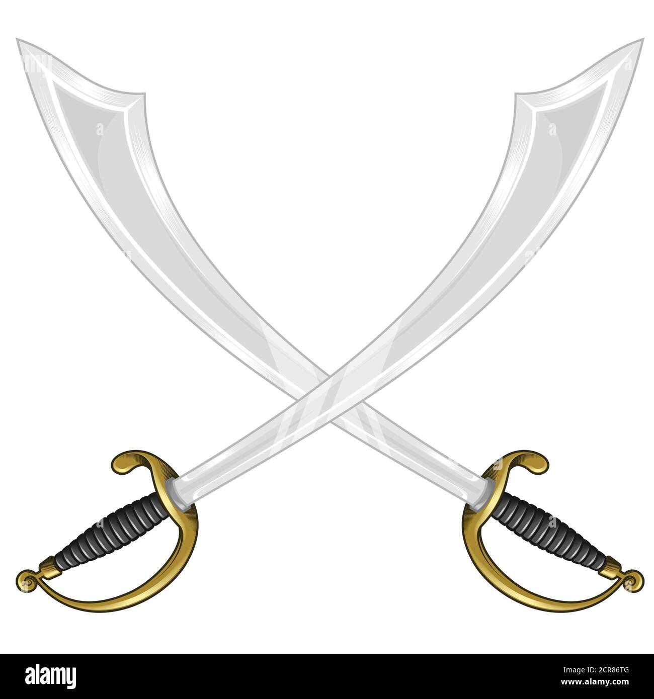 Detailed vector illustration of two herd sword in x, all on white background. Stock Vector