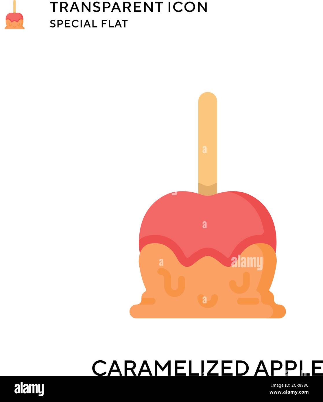 Caramelized apple vector icon. Flat style illustration. EPS 10 vector. Stock Vector