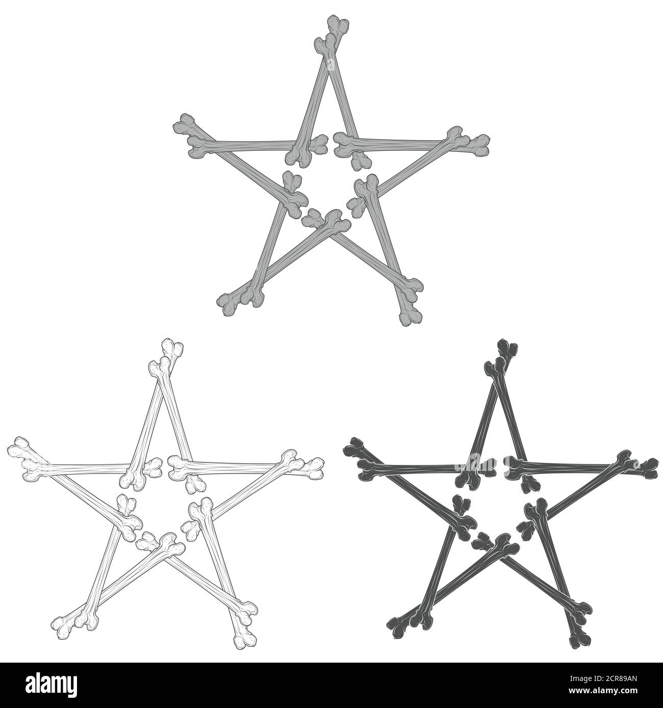 Bone star vector illustration, grayscale Stock Vector
