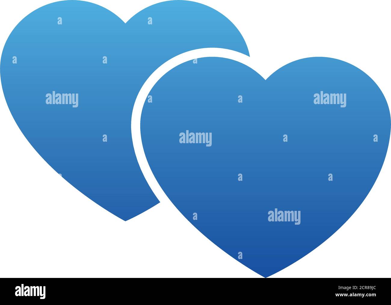 linked hearts icon over white background, gradient style, vector illustration Stock Vector