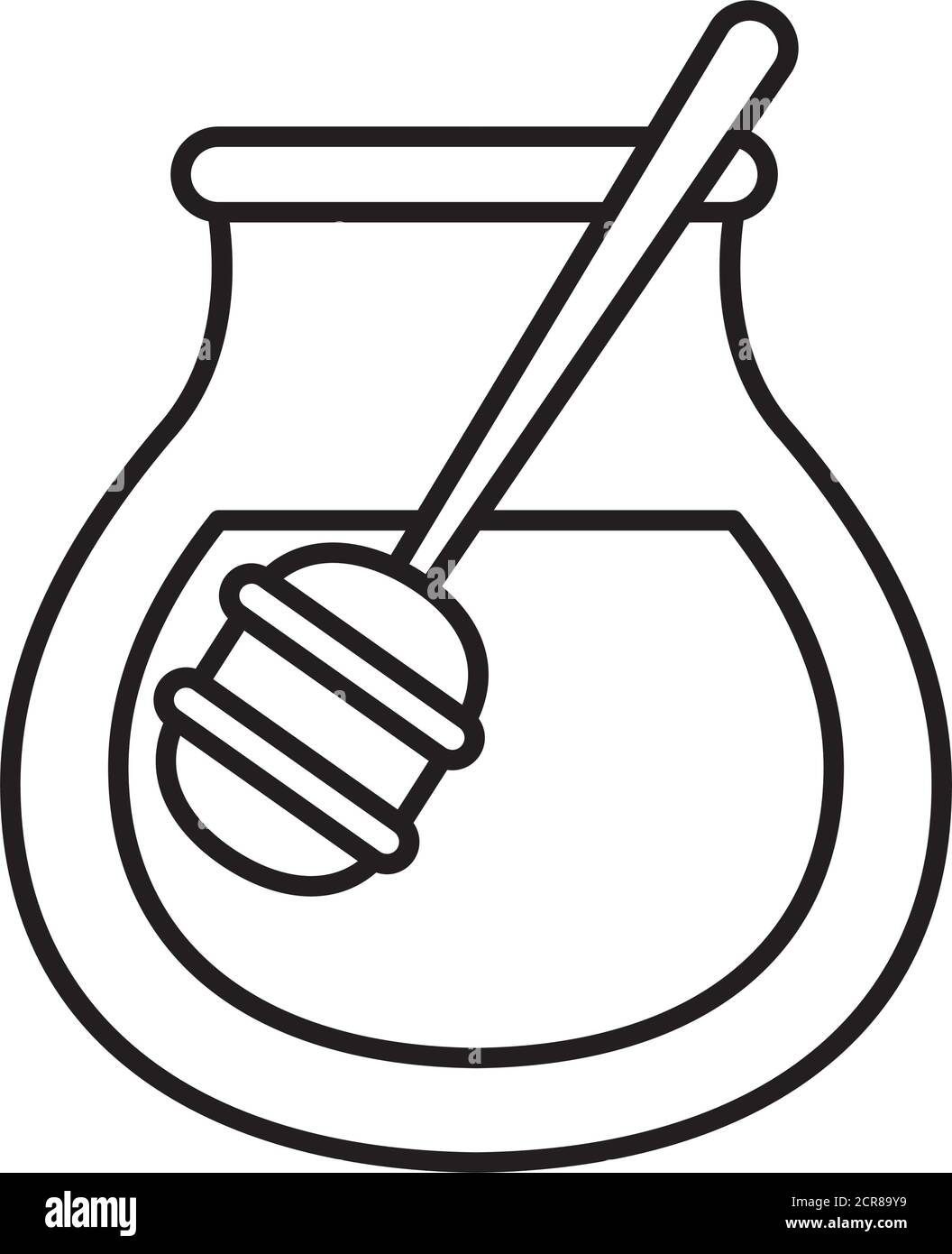 honey jar icon over white background, line style, vector illustration Stock Vector