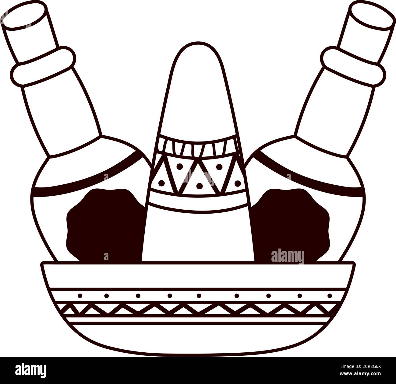 mexican independence day, traditional hat tequila bottles, celebrated