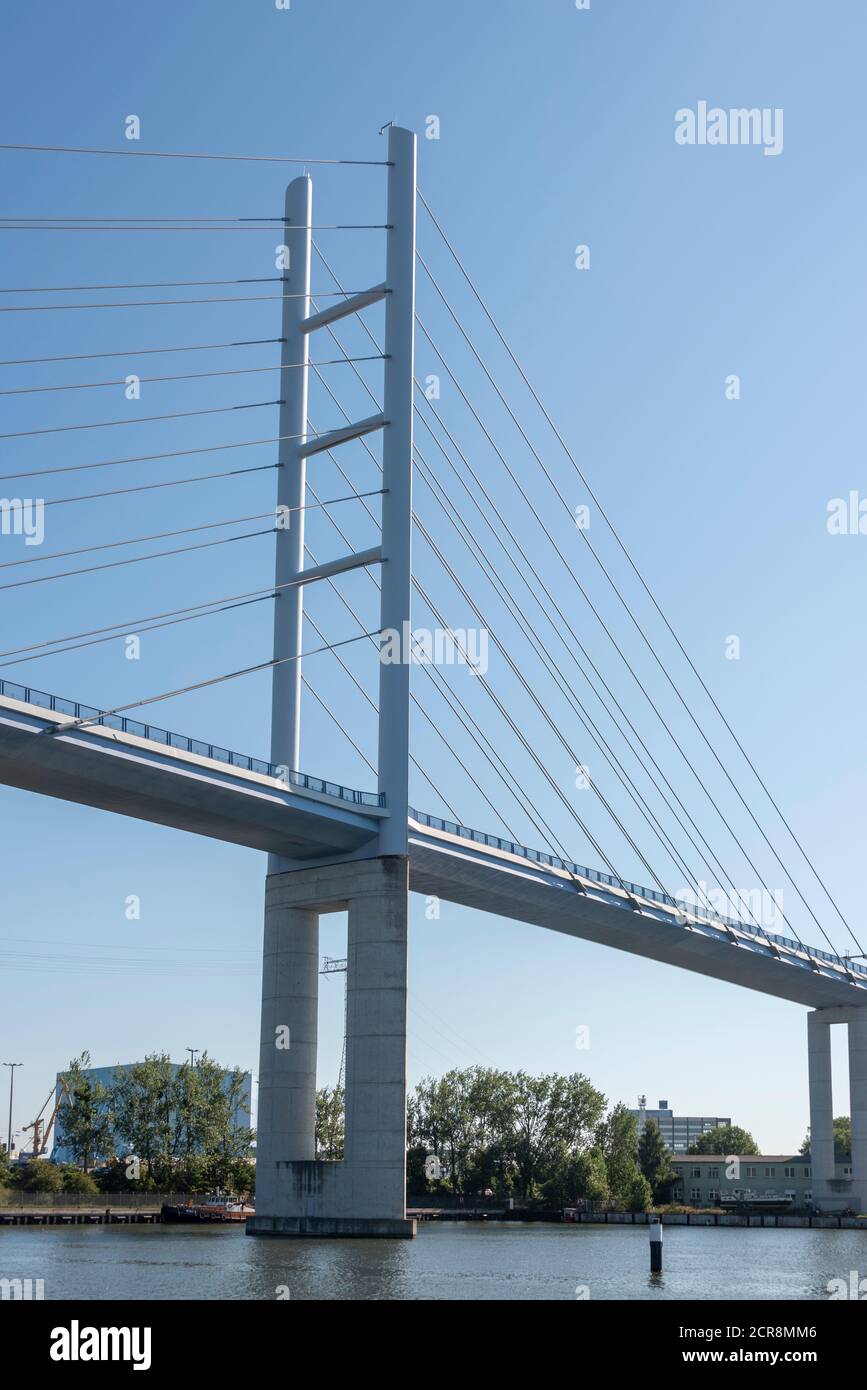 Germany, Mecklenburg-Western Pomerania, Stralsund, Rügen Bridge, crosses the Strelasund, connects the mainland with the island of Rügen, detailed Stock Photo