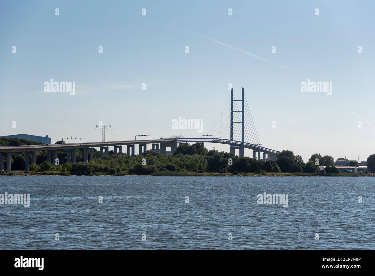 Germany, Mecklenburg-Western Pomerania, Stralsund, Rügen Bridge, crosses the Strelasund, connects the mainland with the island of Rügen, detailed Stock Photo