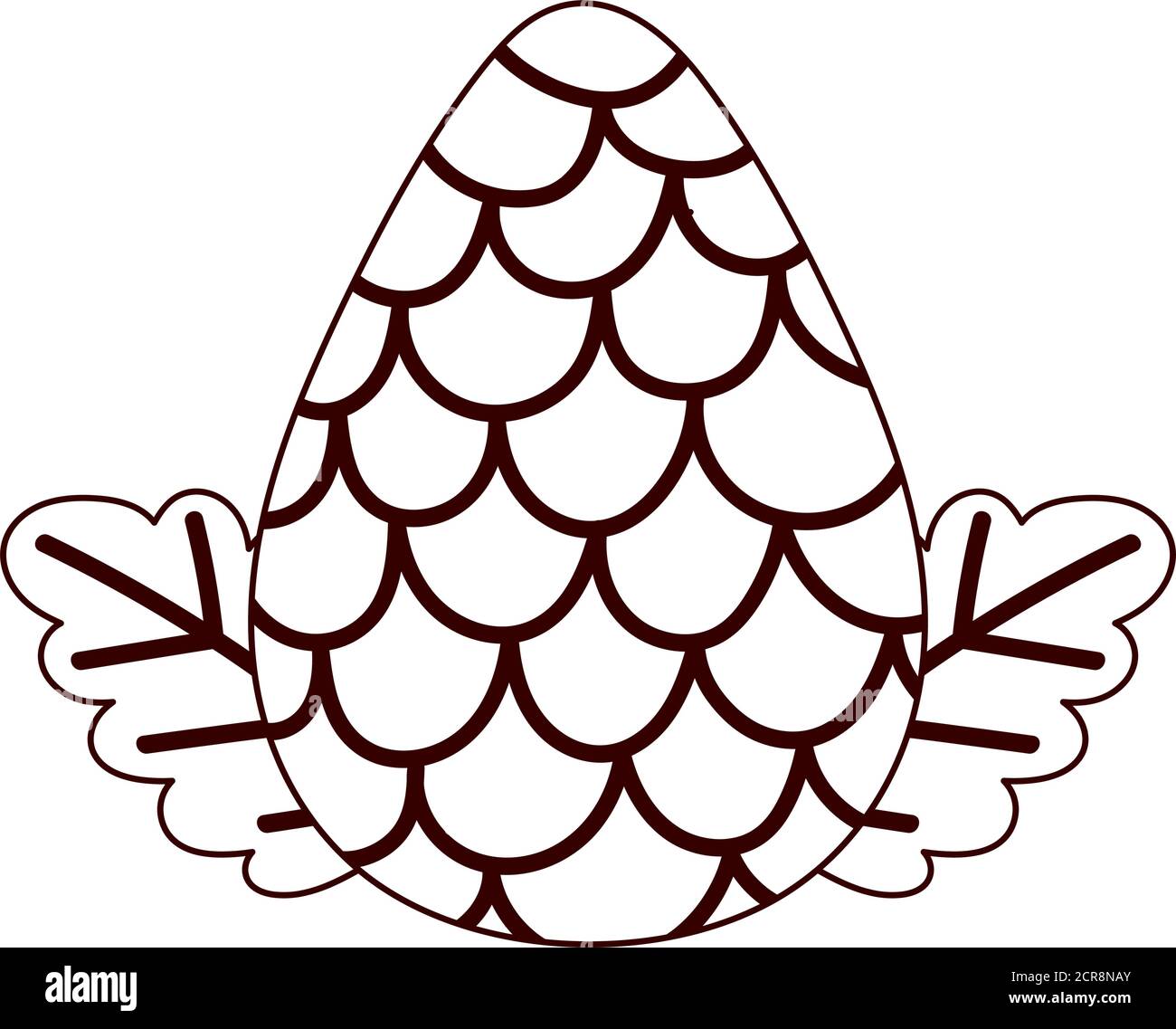 pine cone leaves foliage autumn isolated design white background vector ...