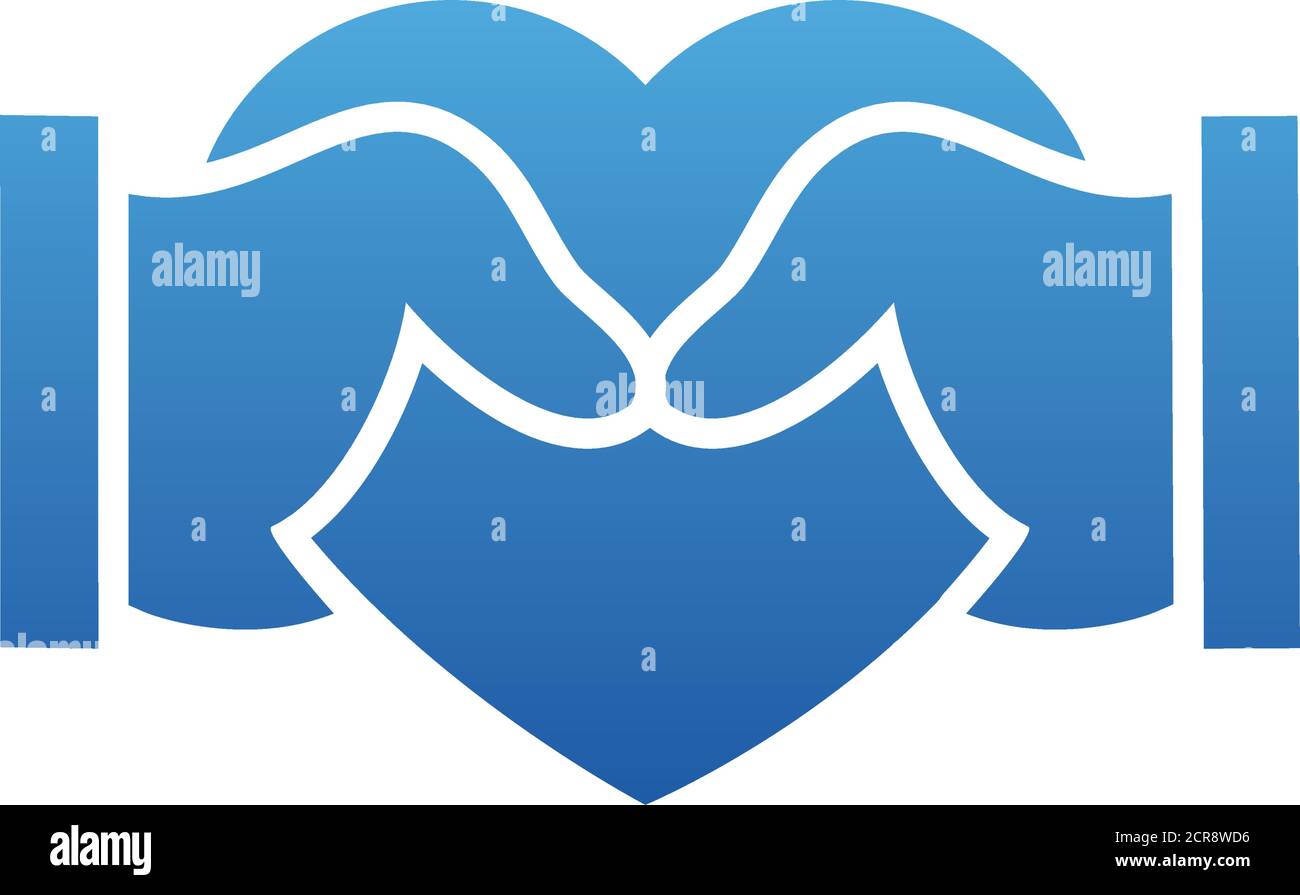 Hands Holding A Heart Icon Over White Background Gradient Style