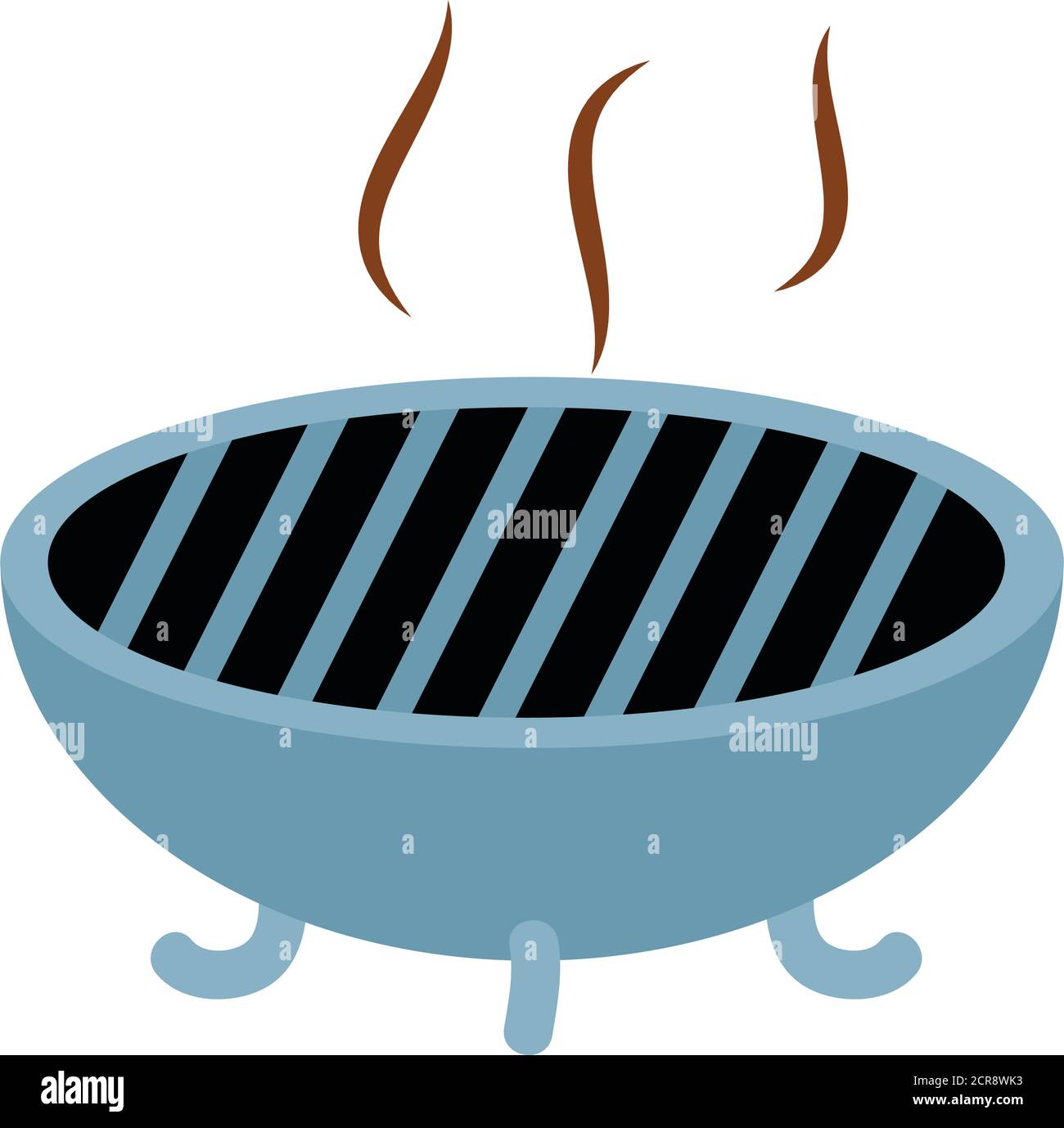 bbq grill icon over white background, flat style, vector illustration ...