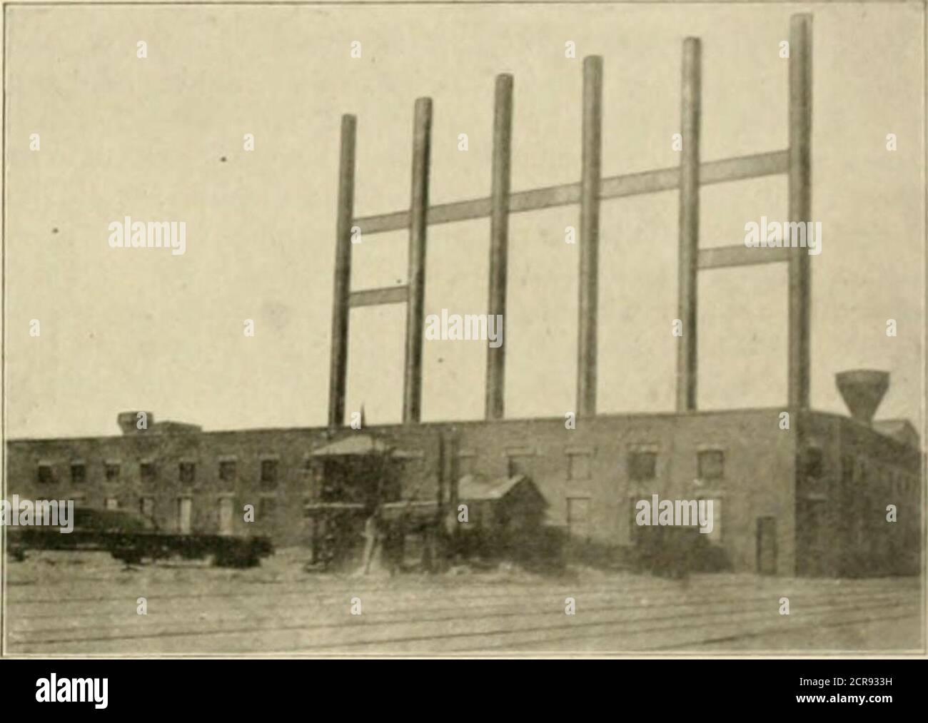 . The street railway review . k. w. Total 3.875 k. w. The three cable stations aggregated 3,250 h. p., making the grandtotal of the station capacity of about 8.450 h. p.The new station has the same capacity as all the old ones, and its operating expenses arc less than one-half (about 45 per cent)that of Ihc old ones. The work of excavating for the foundations was begun Septem-ber I, 1897, the total excavation being about 35,000 cu. yds. Thefloor level of the station was fixed at i ft. above the high water markof 1884, in order that floods might not interfere with the operationof the plant. The Stock Photo