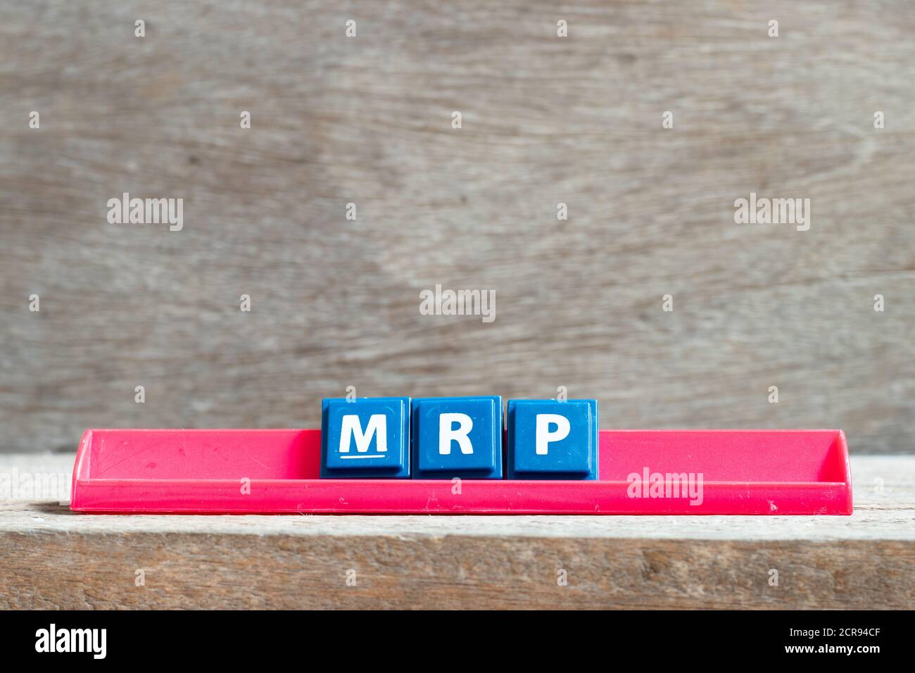 Tile letter on red rack in word MRP (Abbreviation of Material