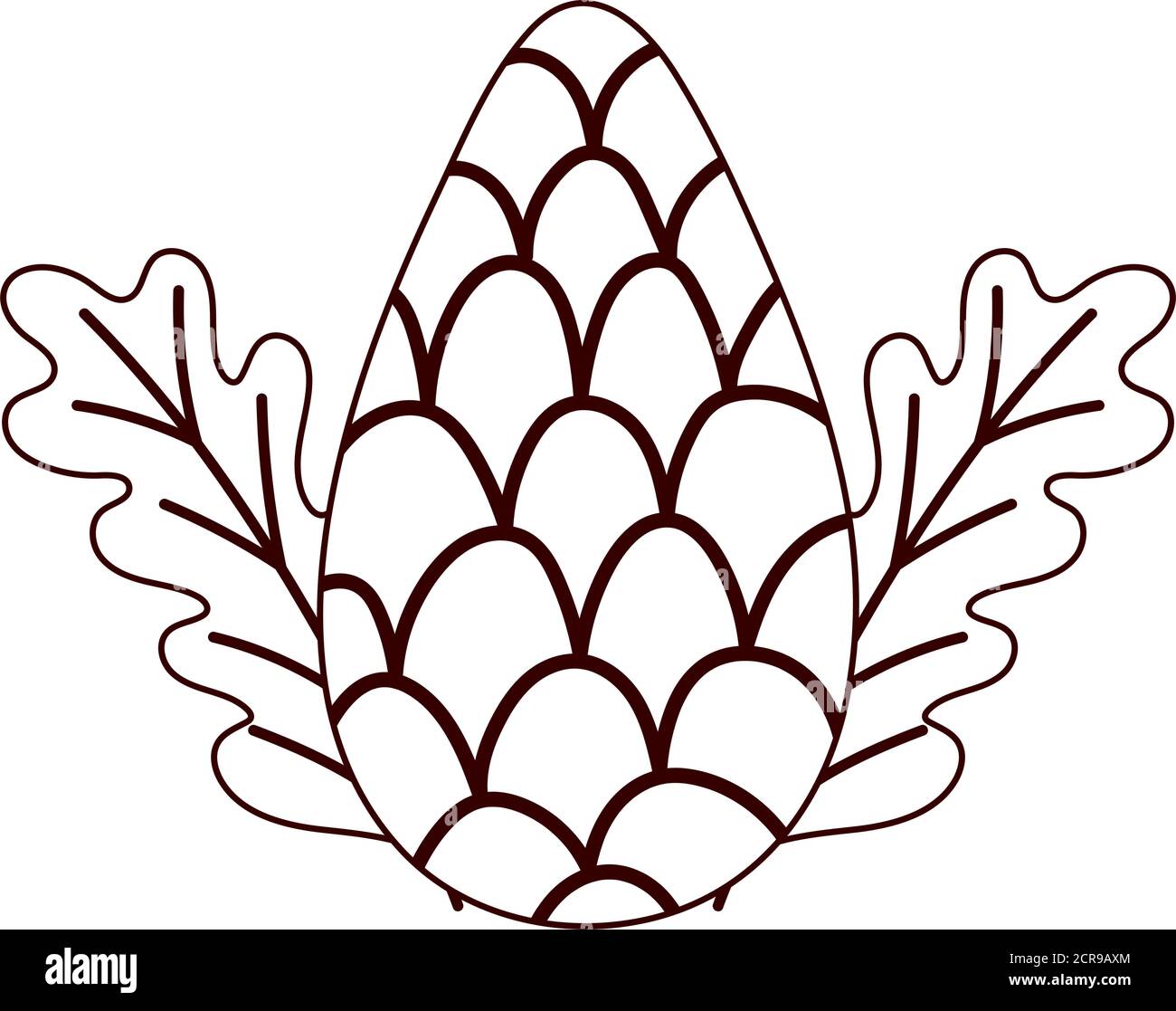 pine cone leaves foliage autumn isolated design white background vector ...