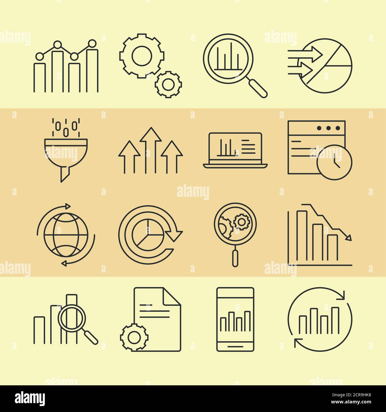 data analysis, business financial diagram stock pack line icons vector ...