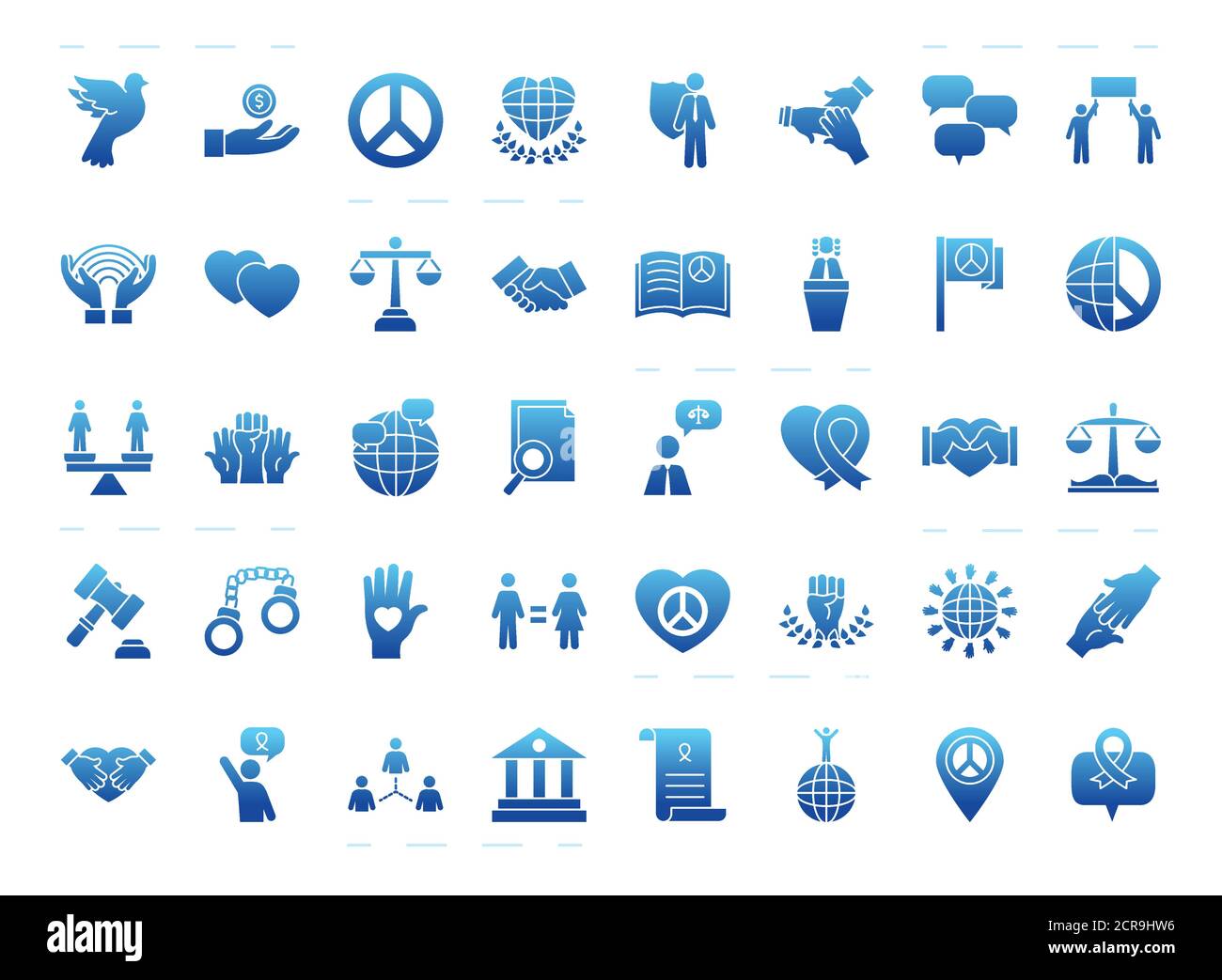 icon set of human rights over white background, gradient style, vector ...