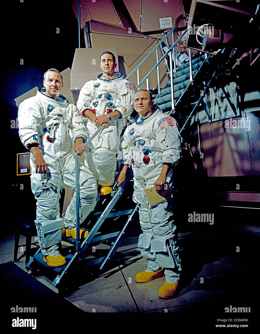 The prime crew of the Apollo 8 lunar orbit mission. L to R, are James A ...