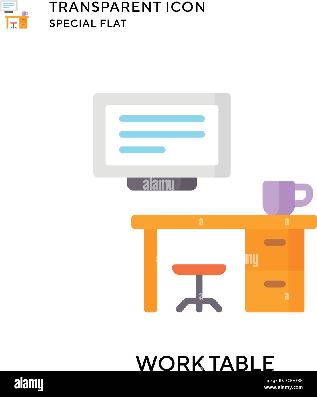 Work table vector icon. Flat style illustration. EPS 10 vector Stock ...