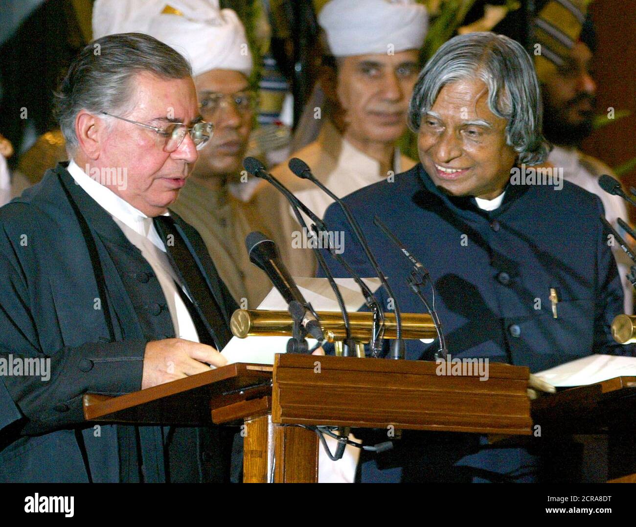 India's Chief Justice B.N. Kirpal (L) Swears In Newly-elected President ...