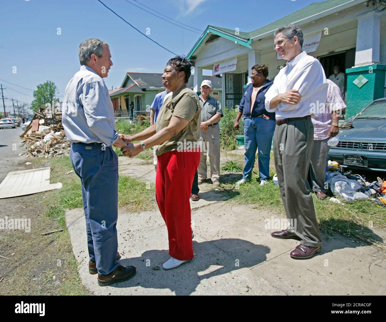 Visit New Orleans Neighborhood. Upper Ninth Ward. National Volunteer Week Service Project. Interview with Brian Williams of NBC Nightly News. Stock Photo