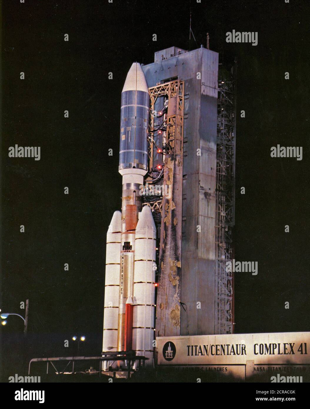 Voyager 2 was launched August 20, 1977 aboard a Titan-Centaur rocket. Stock Photo