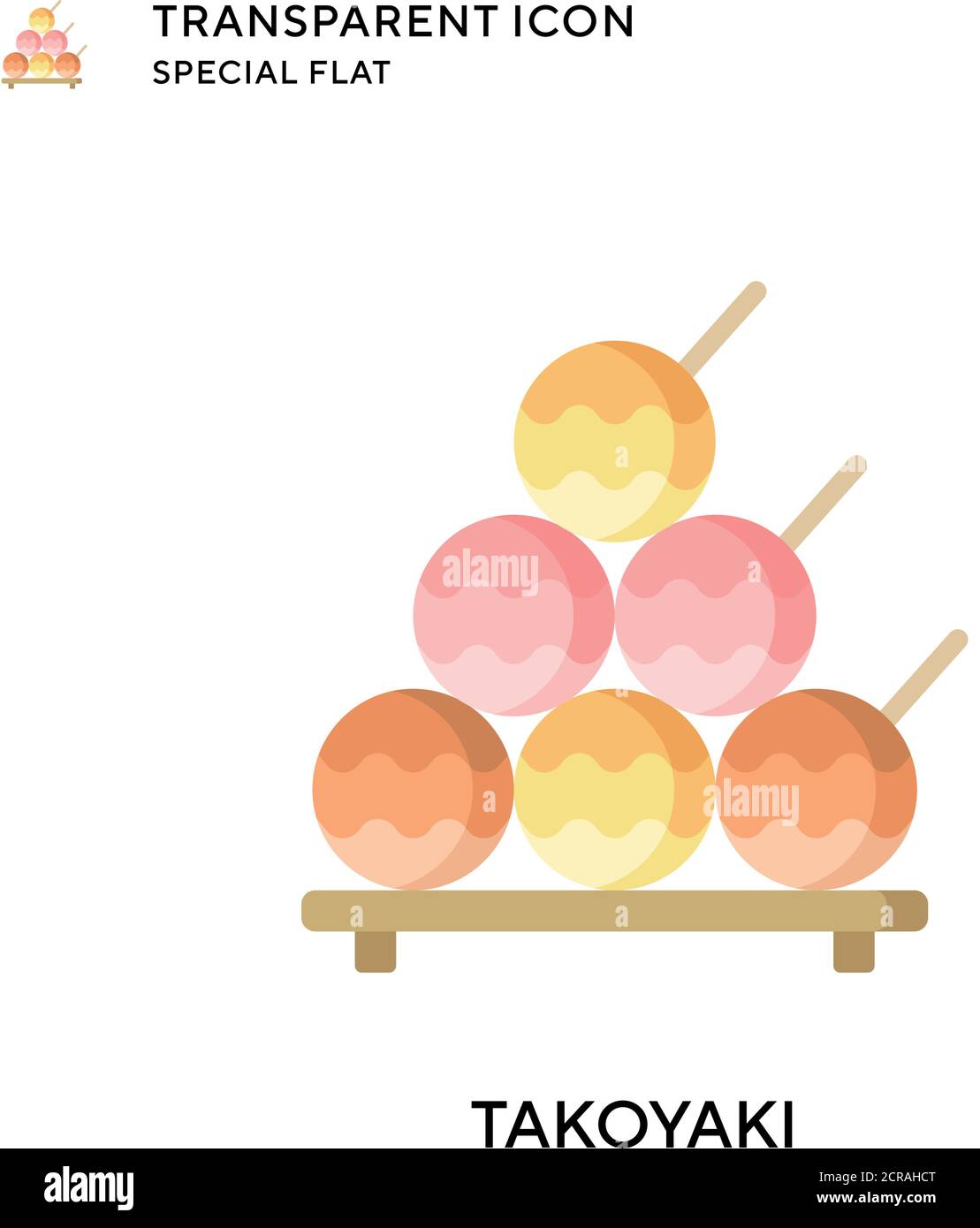 Takoyaki vector icon. Flat style illustration. EPS 10 vector. Stock Vector
