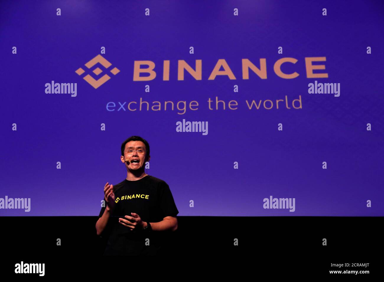 Changpeng Zhao, CEO of Binance, speaks at the Delta Summit, Malta's official Blockchain and Digital Innovation event promoting cryptocurrency, in St Julian's, Malta October 4, 2018. REUTERS/Darrin Zammit Lupi Stock Photo