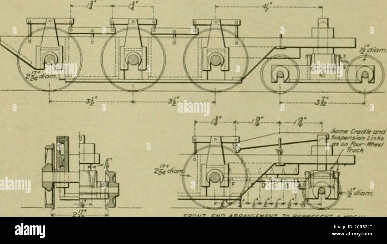 . American engineer and railroad journal . the speed had little, if any, influent fesulo, bul tl notwithstanding, kept uniform bj starting the model from the same point on the inclinedfor each trial. The inner rail was blocked as well as the outer oneso as to have both wheels running on their flanges, with the sameeffective diameter. The results are given he low : Bxpe i Number.123456 Truck I sd. Four-wheelPi bjPonyPonyPonyPony Location ot Length Rj d Required nar Fulcrum. Derailment I In, l,, , - £ 14 C 6 Q 12 A 12 The figures show that, although blocks but */2 in. long threw thefour-wheel tr Stock Photo