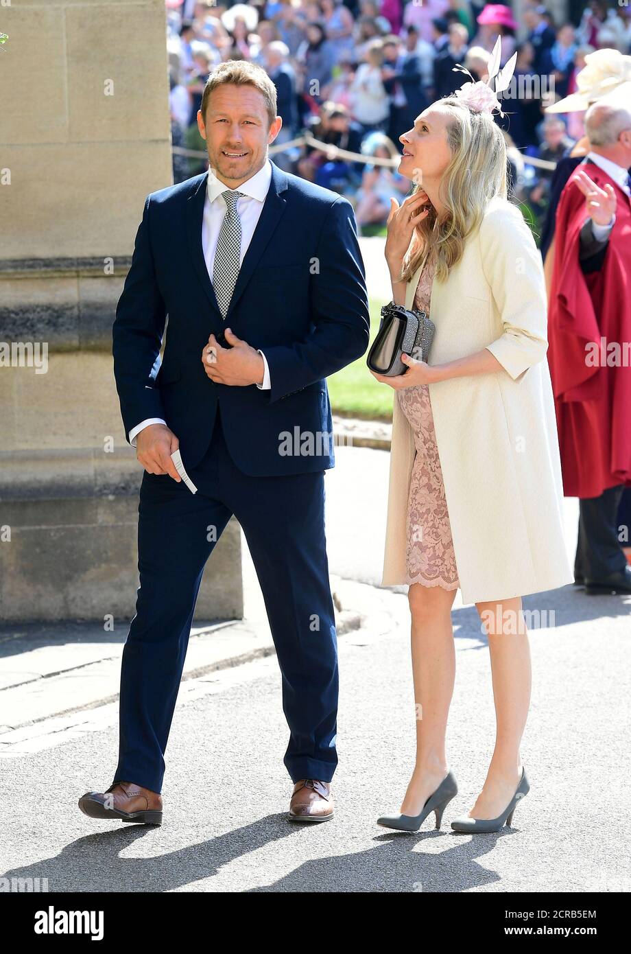 Jonny Wilkinson And Shelley Jenkins Arrive At St George S Chapel At Windsor Castle For The Wedding Of Meghan Markle And Prince Harry Stock Photo Alamy