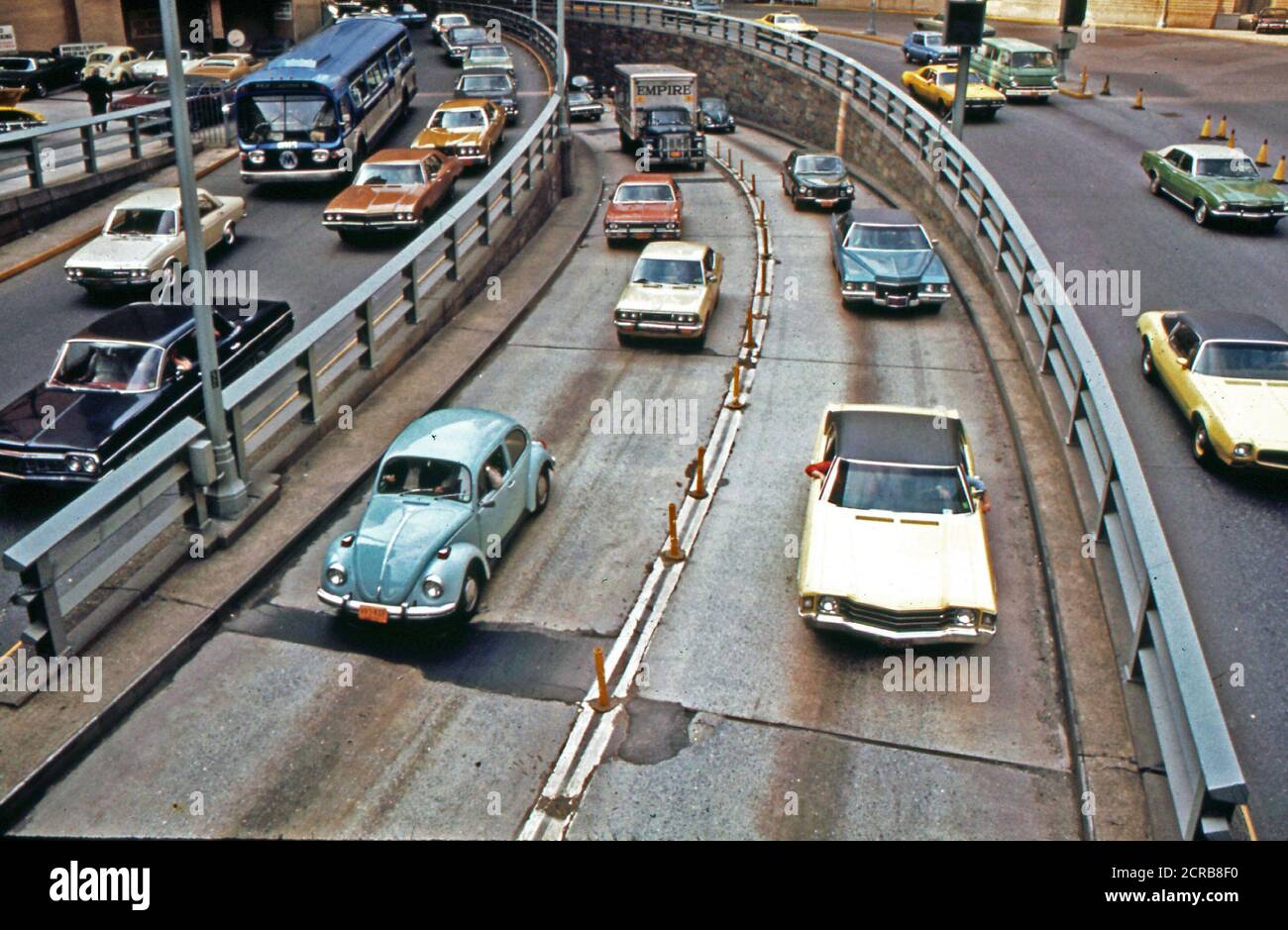 Manhattan Side of the Brooklyn-Battery Tunnel May 1973 - New York City 1970s Stock Photo