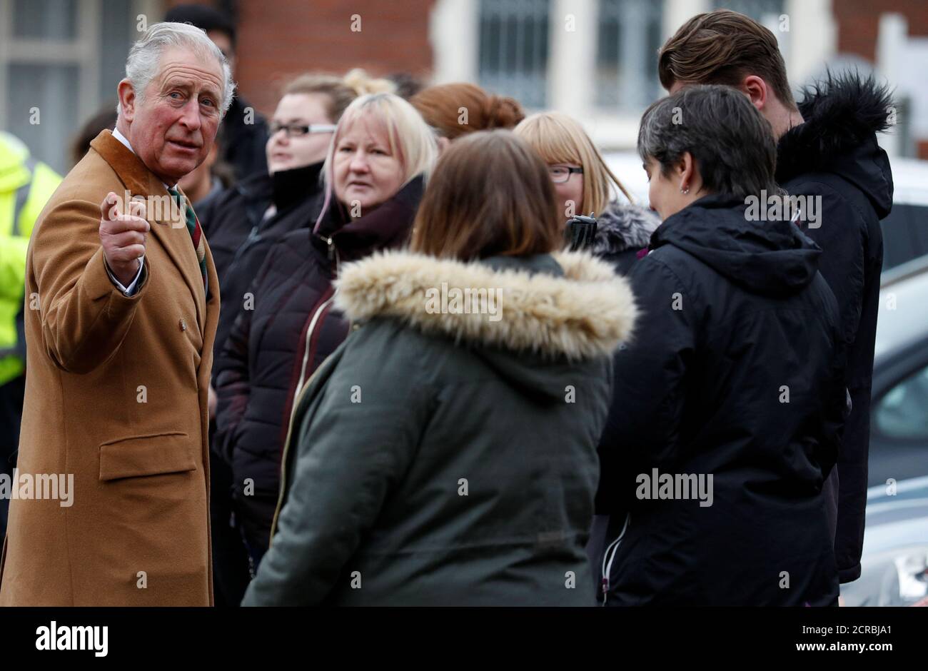 Britain's Prince Charles talks with well-wishers as he arrives at The Clink restaurant at Styal Prison in Styal, Britain, January 24, 2018. REUTERS/Phil Noble Stock Photo