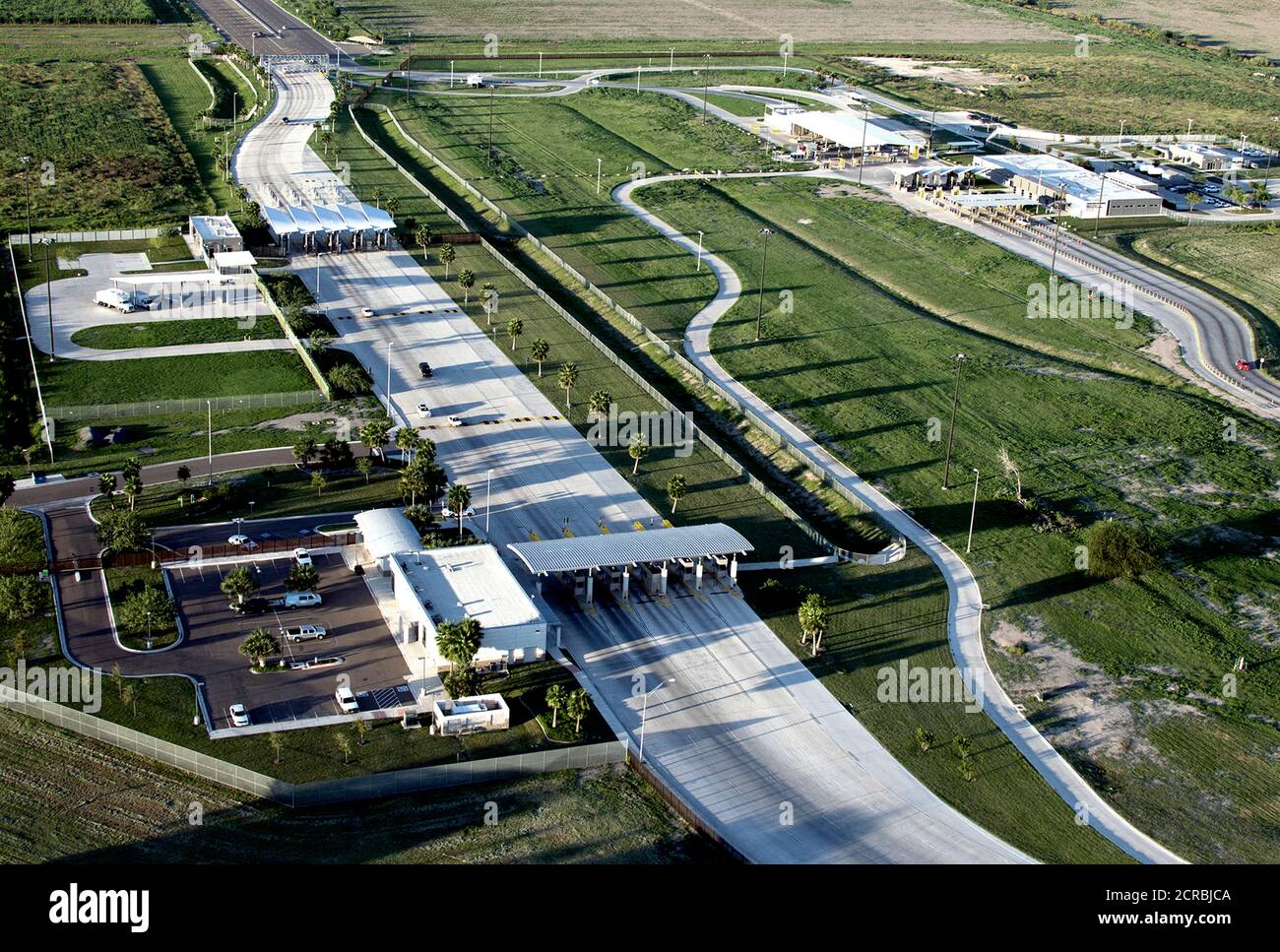 South Texas McAllen aerial of vehicle entry point Rio Grande Valley area on September 23, 2013. Stock Photo