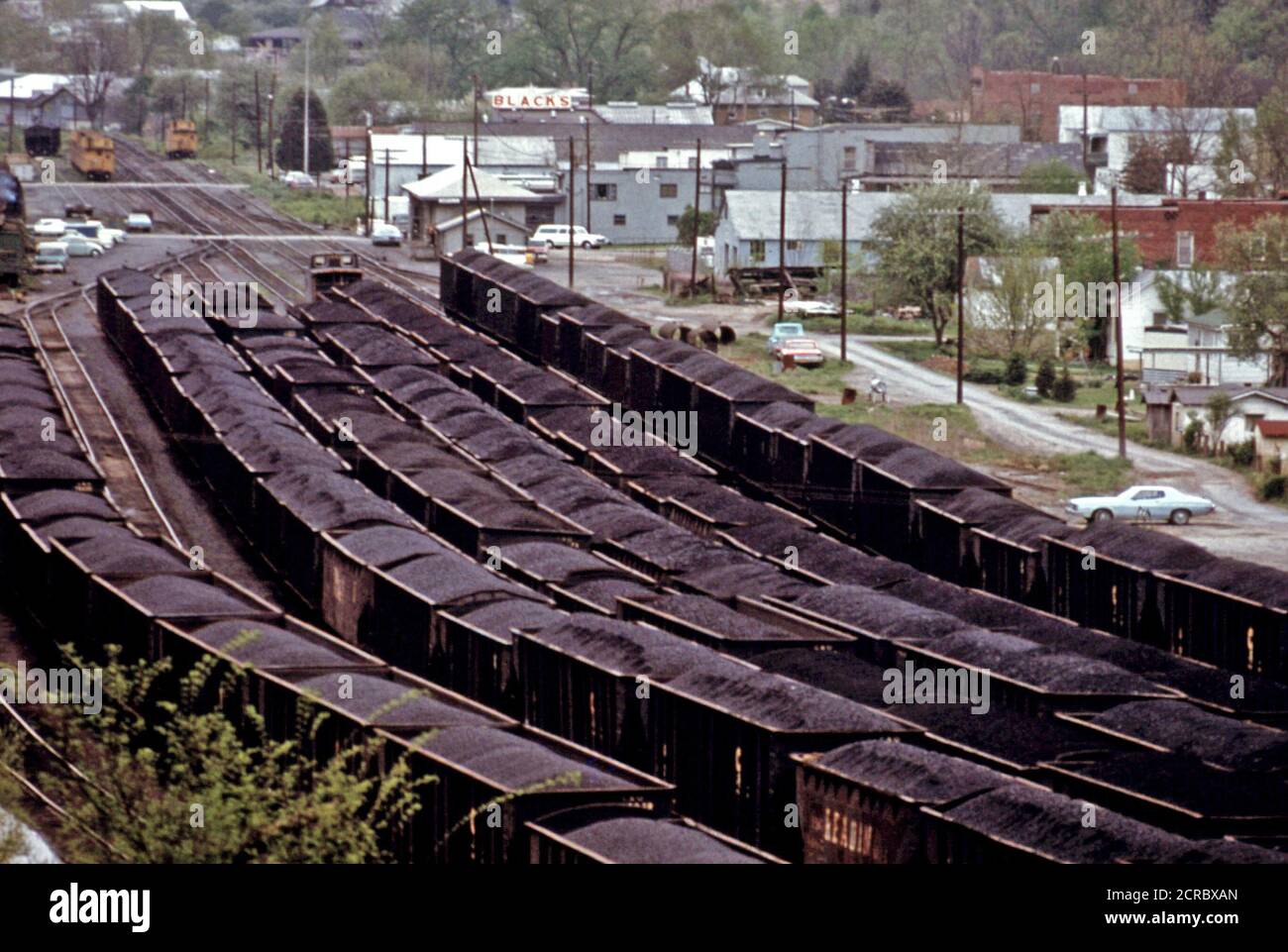 Coal Yard with Loaded Rail Cars Ready to Be Shipped to Customers Out of