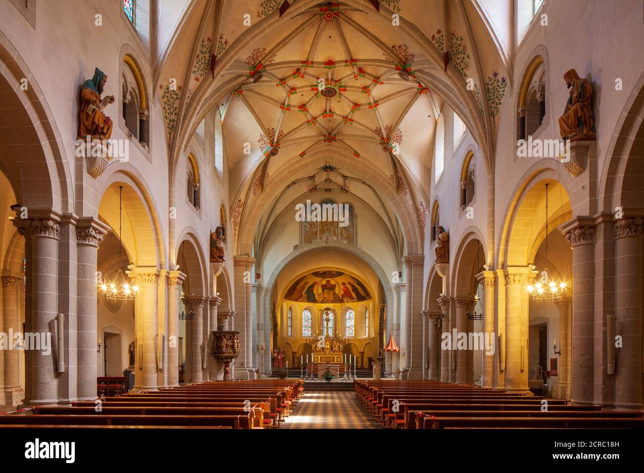 Interior shot, St. Kastor Basilica, Koblenz, Rhineland-Palatinate, Germany, Europe Stock Photo