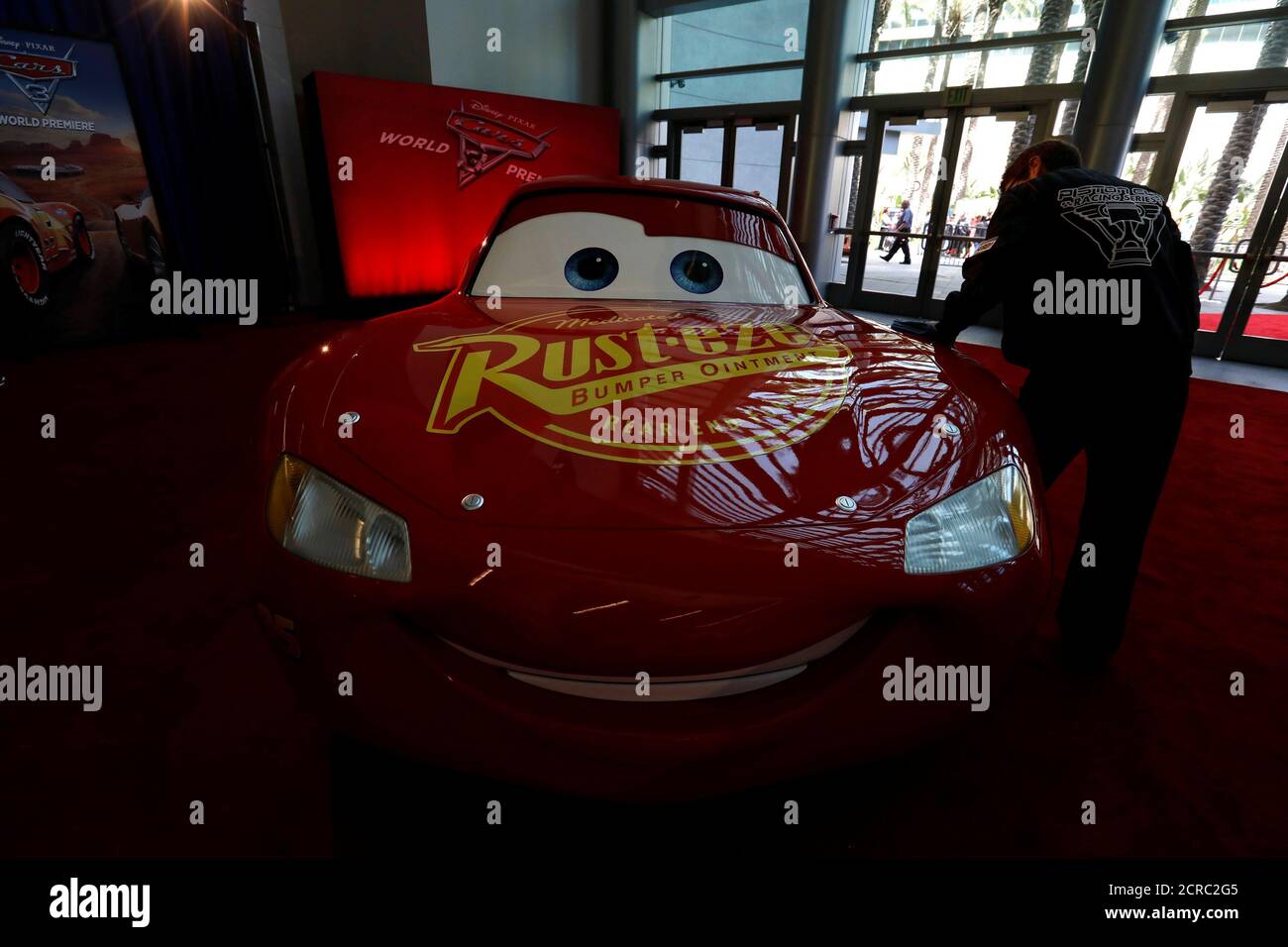 A Lightning McQueen vehicle is pictured at the premiere of 