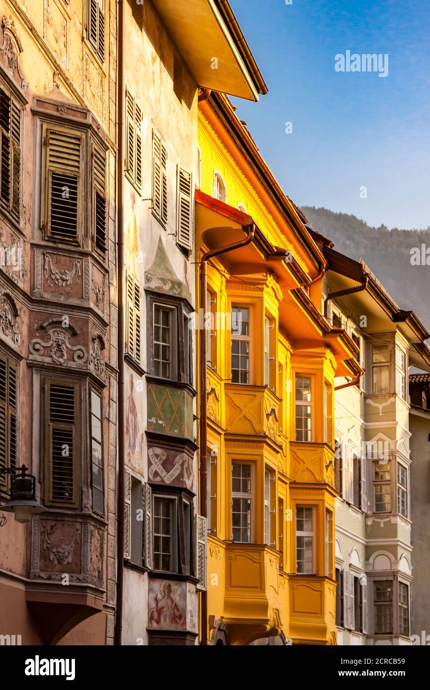 Typical houses, center, Bolzano, Etschtal, Alps, South Tyrol, Italy, Europe Stock Photo
