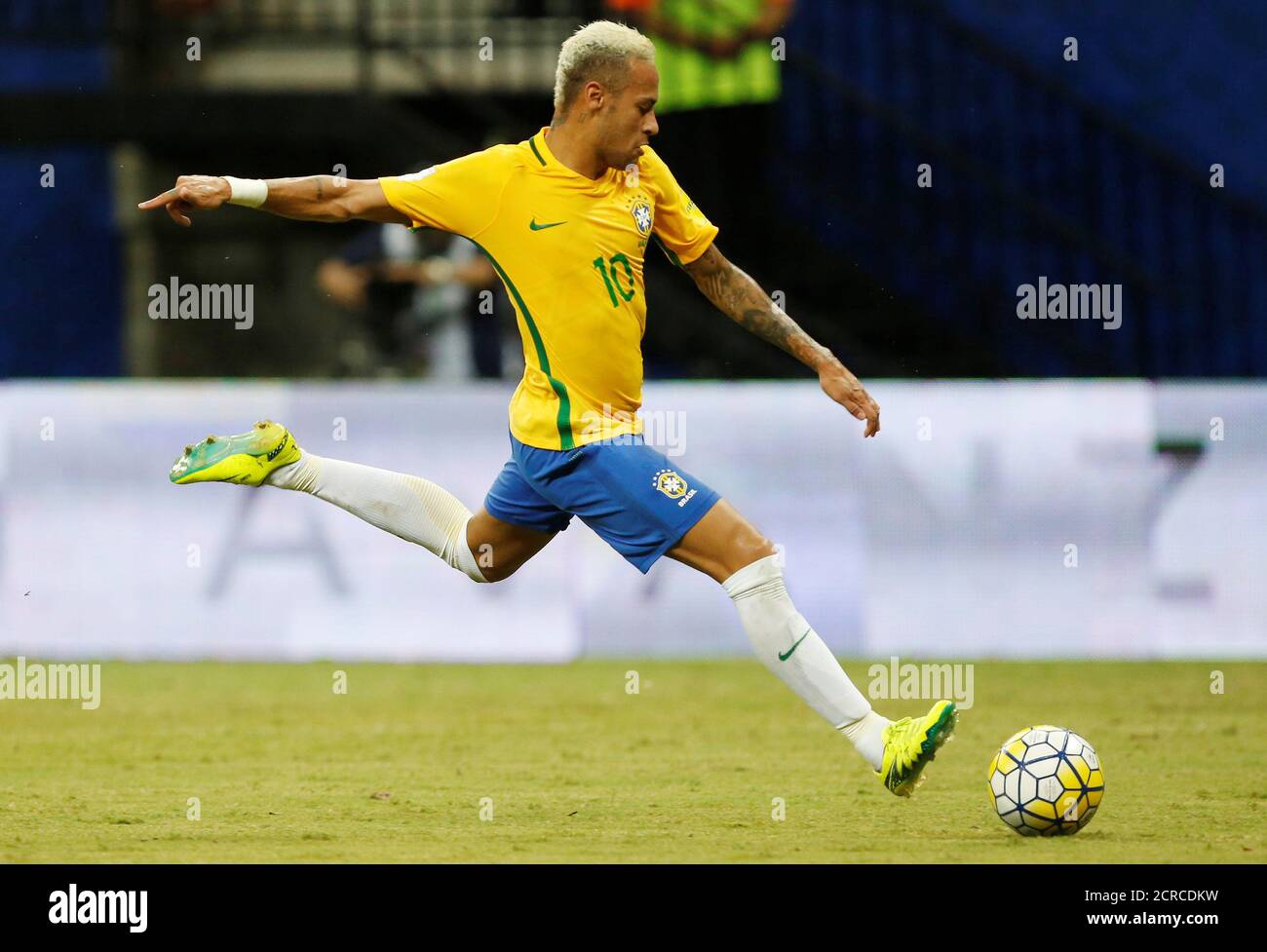 Football Soccer - World Cup 2018 Qualifiers - Brazil v Colombia - Amazonia Arena Stadium, Manaus, Brazil - 6/9/16. Neymar of Brazil in action. REUTERS/Bruno Kelly Stock Photo