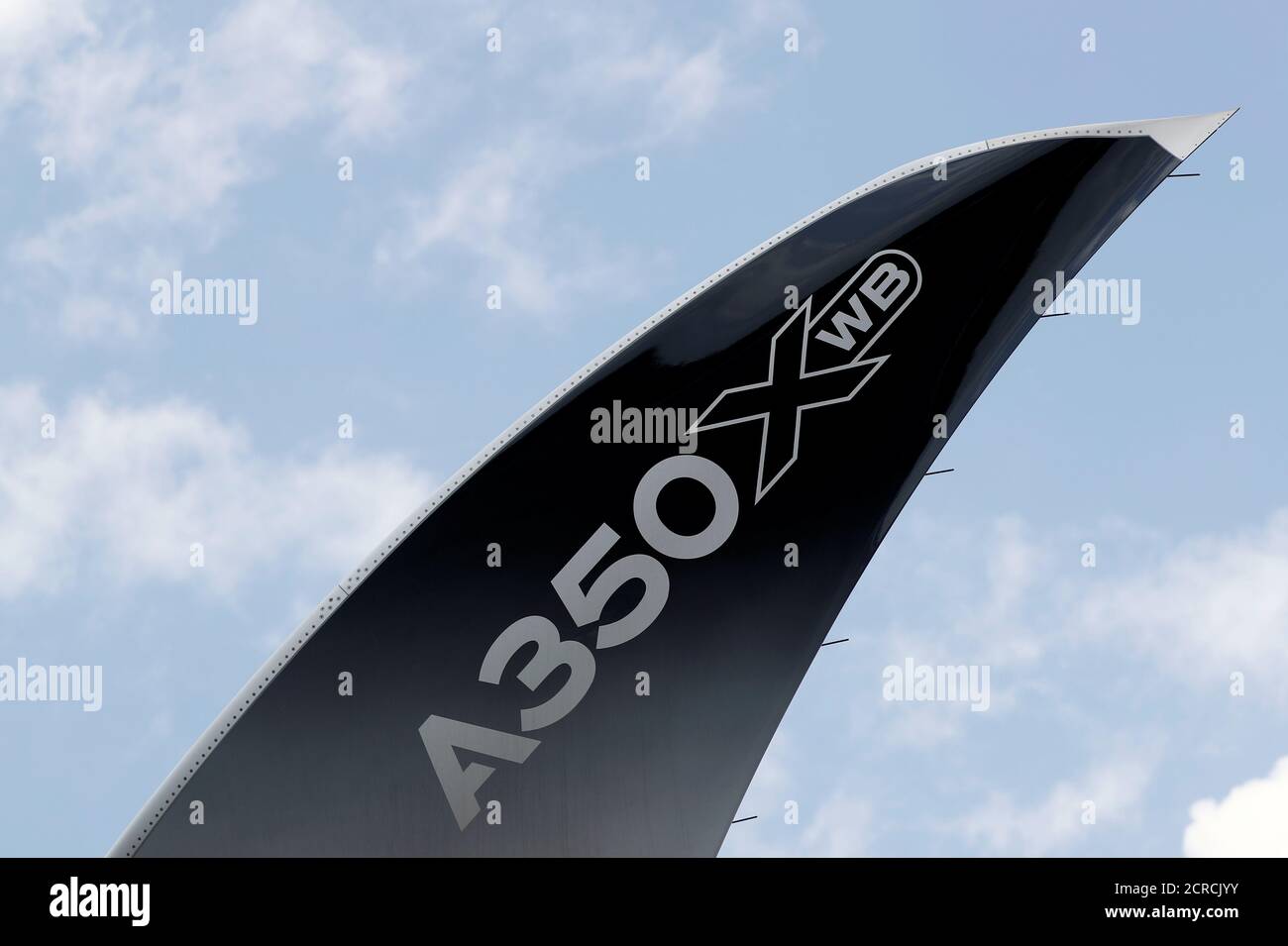 An Airbus A350-1000 is displayed during a media preview at the Singapore Airshow February 4, 2018. REUTERS/Edgar Su Stock Photo