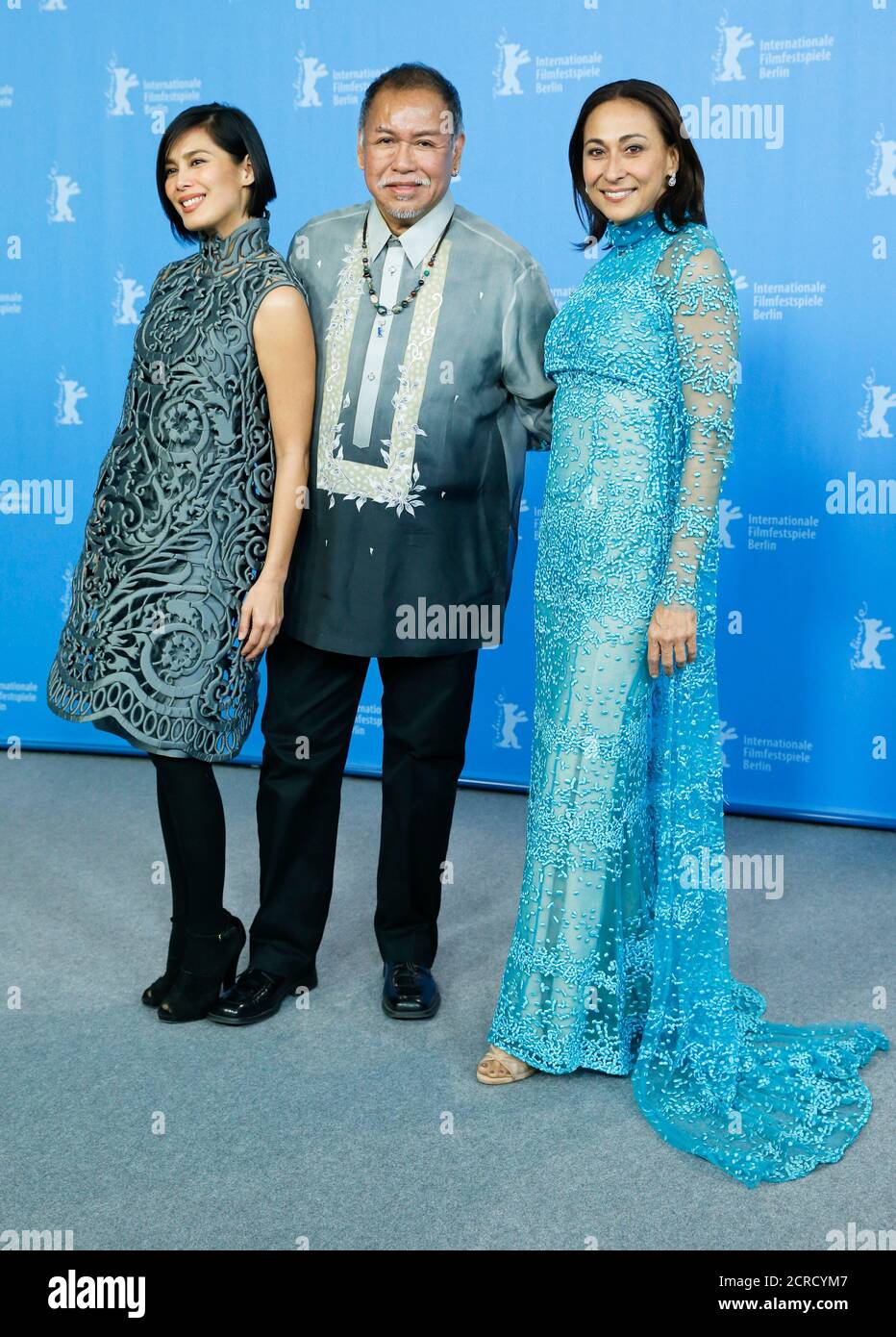 Actors Angel Aquino, Bernardo Bernardo and Cherie Gil (L-R) pose to promote the movie 'A lullaby to the sorrowful mystery' at the 66th Berlinale International Film Festival in Berlin, Germany, February 18, 2016.     REUTERS/Fabrizio Bensch Stock Photo