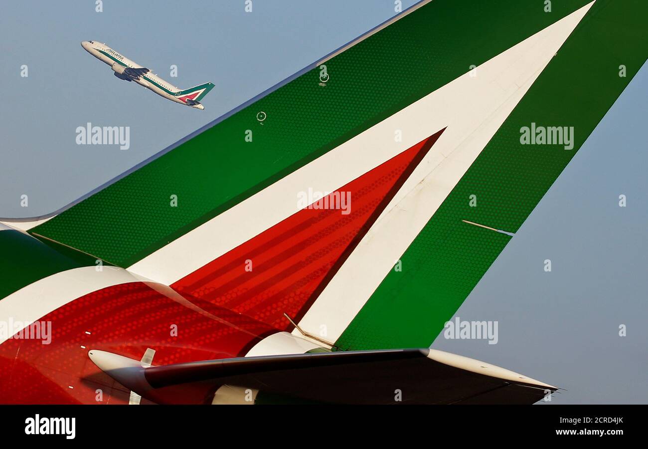 An Alitalia Airbus A320-200 passenger aircraft takes off at Fiumicino International Airport in Rome, Italy January 15, 2018. REUTERS/Max Rossi Stock Photo