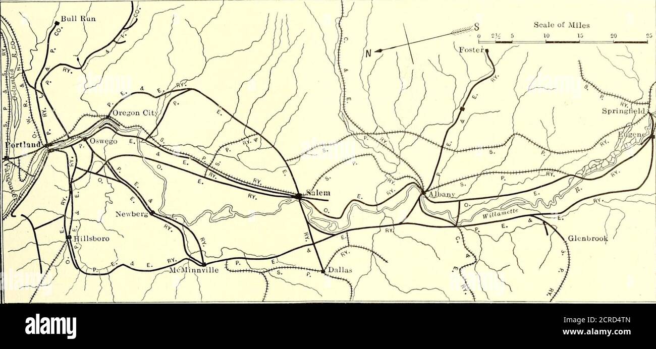 Oregon Electric Railway Map Electric Railway Journal . Miles. Whilein The City The Trains Stop At  Designated Corners To Re-Ceive Passengers And Then Make A Regular Stop For  Pas-Sengers And Baggage At The Oregon Electric