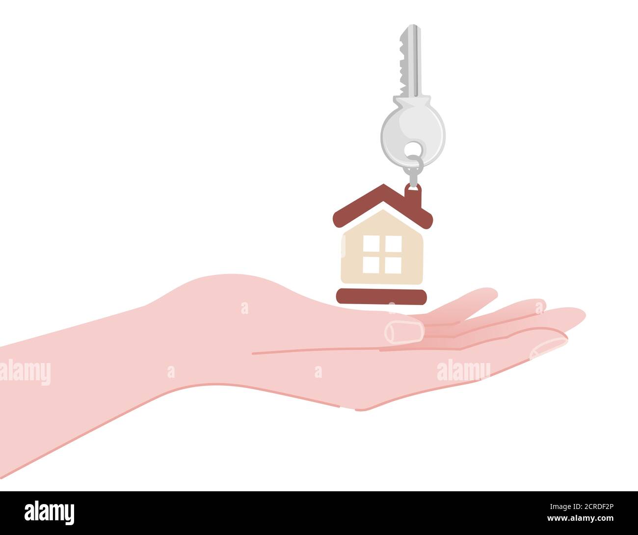 Hand receiving house key to another hand template for sale or rent home concept heal estate