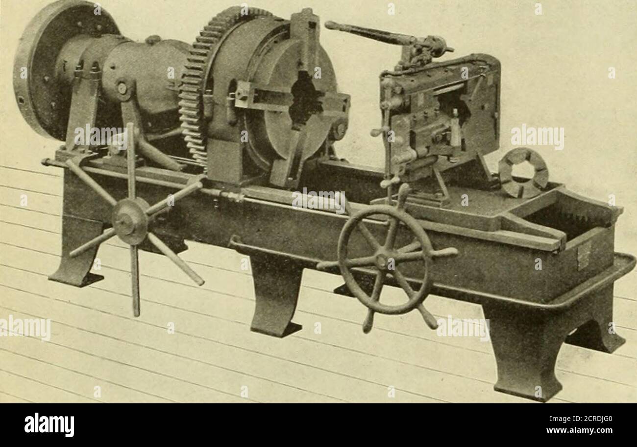 american-engineer-and-railroad-journal-ew-pipe-threading-and-cutting-machine-a-new-size-of-pipe-threading-and-cutting-off-machine-knownas-the-p-d-q-c-no-6-has-recently-been-brought-out-by-thebignall-keeler-mfg-co-edwardsville-111-the-machine-isparticularly-adapted-for-shops-having-large-quantities-of-pipe-ofone-size-to-thread-at-one-time-it-is-equipped-with-a-quickoperating-chuck-controlled-by-a-hand-wheel-and-pinion-whichengages-in-a-segment-gear-on-the-end-of-the-cone-shifting-armthe-cone-slides-freely-on-the-arbor-as-it-is-moved-forward-roll-ers-on-the-ends-of-the-chu-2CRDJG0.jpg