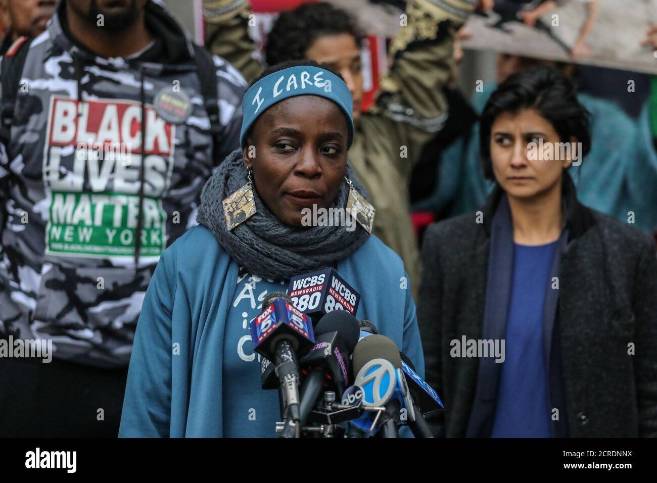 Therese Okoumou, Statue of Liberty climber, talks to Media at the United States Courthouse in the Manhattan borough of New York City, New York, U.S., December 17, 2018. REUTERS/Jeenah Moon Stock Photo