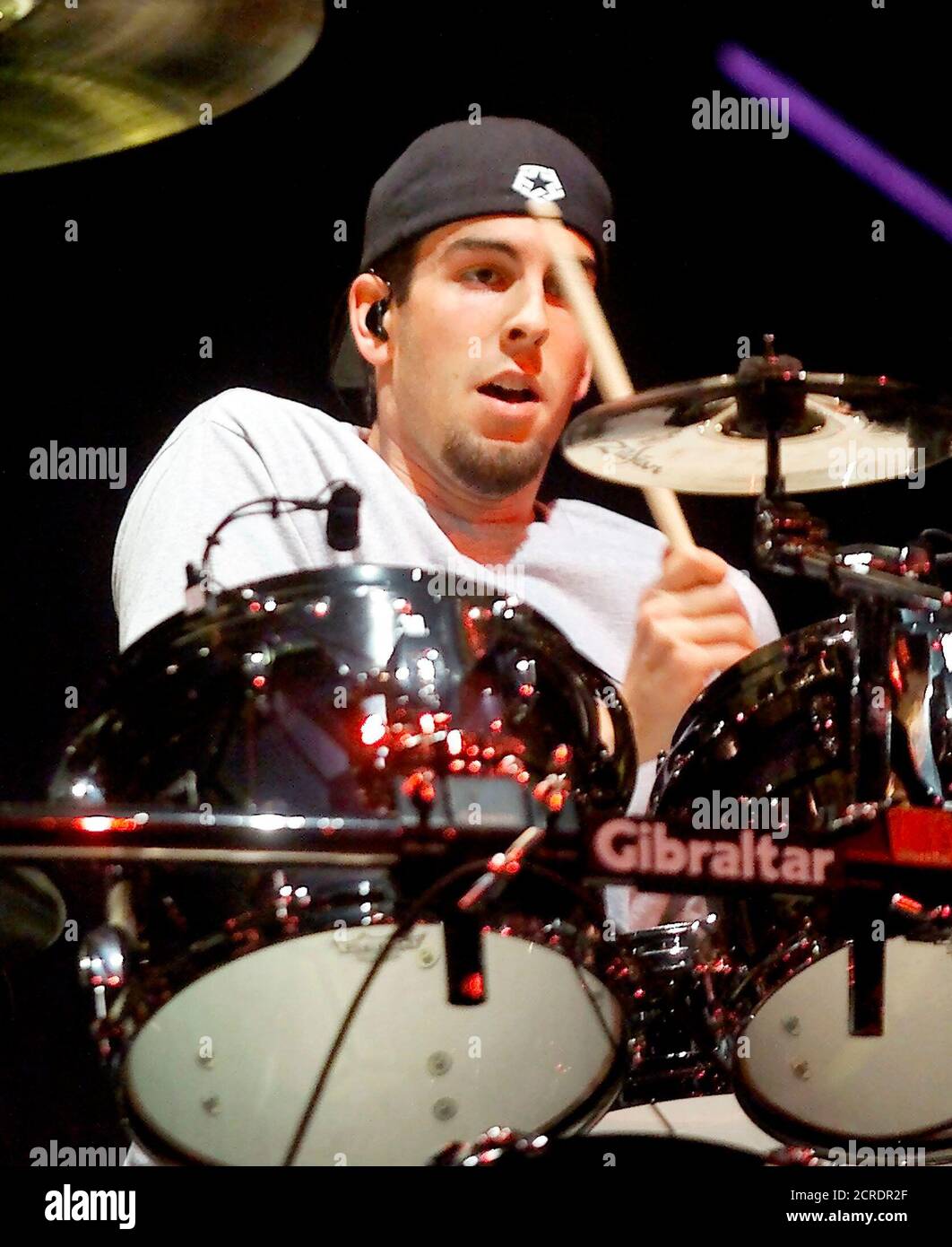 Linkin Park" drummer Rob Bourdon performs during a sold-out show at the  Thomas & Mack Center in Las Vegas, the last stop of the band's Projekt  Revolution Tour, February 24, 2002. The