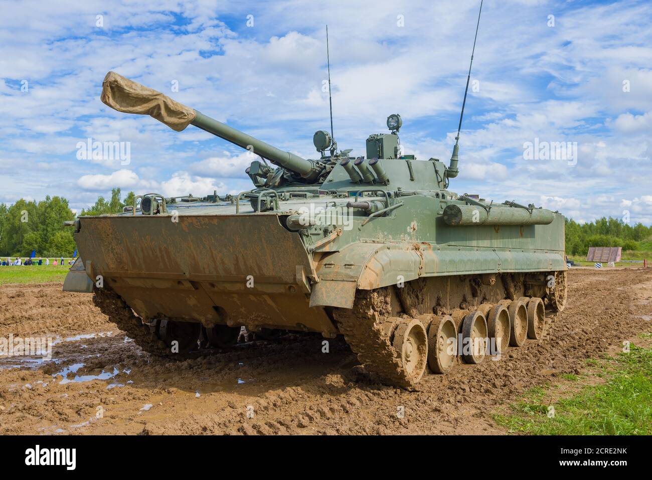 MOSCOW REGION, RUSSIA - AUGUST 27, 2020: BMP-3 infantry fighting vehicle close-up on the Alabino training ground. Stock Photo