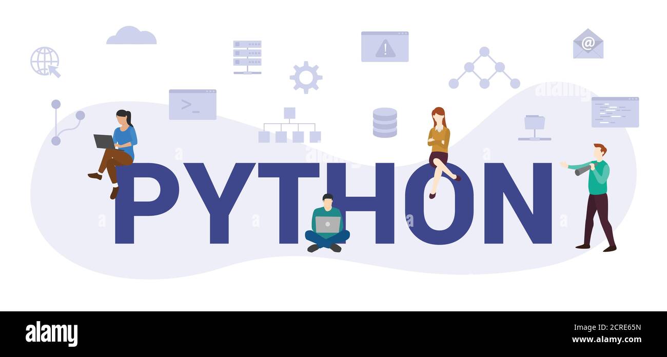 python programming language concept with modern big text or word and ...